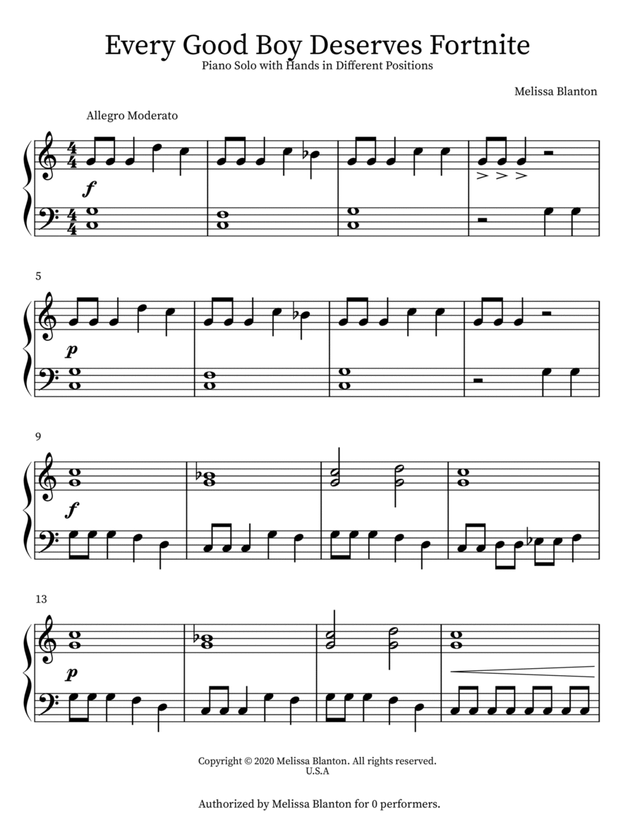 Every Good Boy Deserves Fortnite Piano Method scores gallery preview page 1