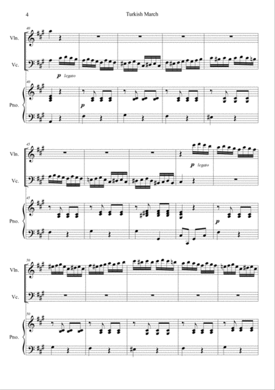 Turkish march (Piano sonata k.331 mov.3) Piano Trio scores gallery preview page 4