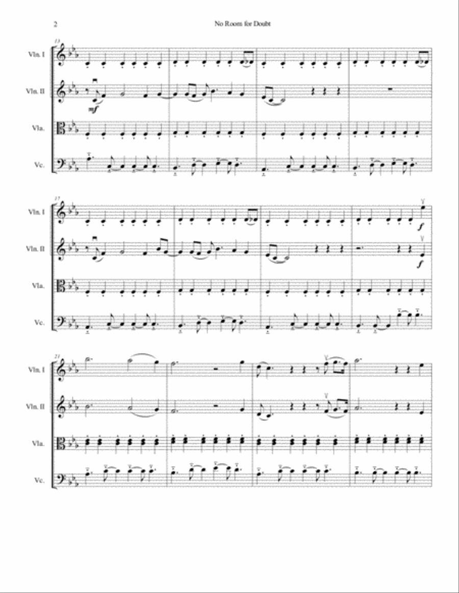 No Room For Doubt No Room For Doubt String Quartet scores gallery preview page 2