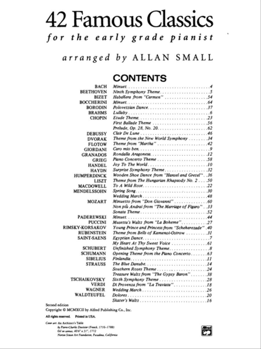 42 Famous Classics Easy Piano scores gallery preview page 2