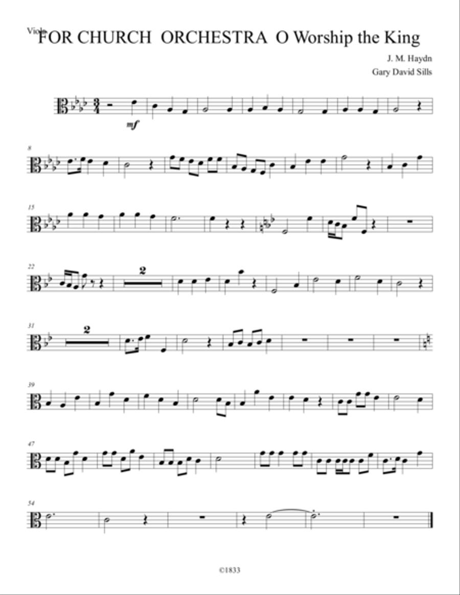 For Church Orchestra O Worship the King Viola Viola Solo scores gallery preview page 1