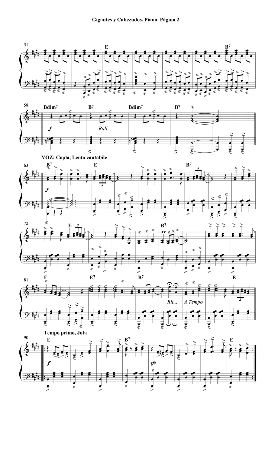 Jota de Gigantes y Cabezudos por: Manuel Fernández Caballero y Miguel Echegaray y Eizaguirre. Piano Solo scores gallery preview page 2