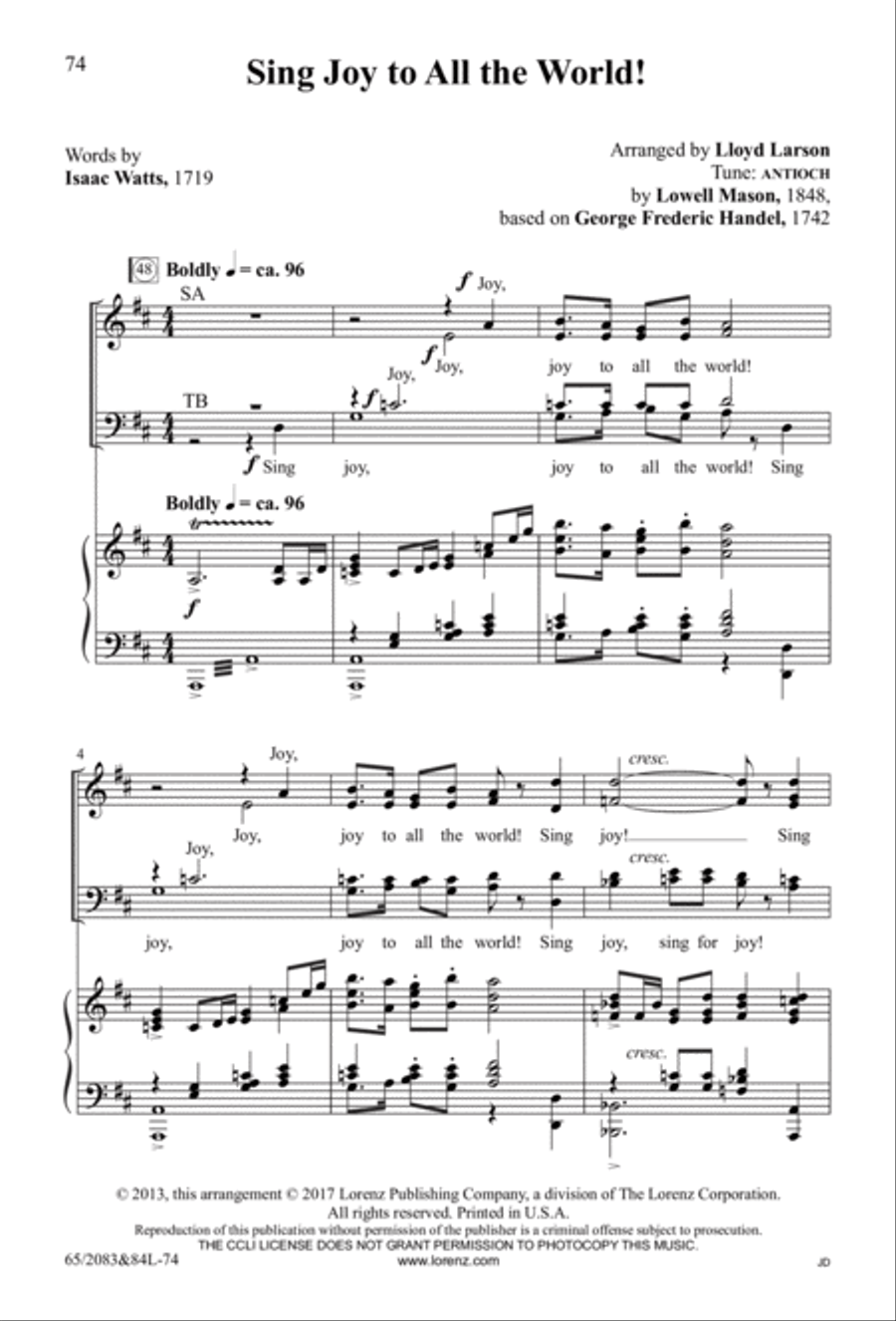 Sing Joy to All the World! - SATB Score with Performance CD 4-Part scores gallery preview page 17