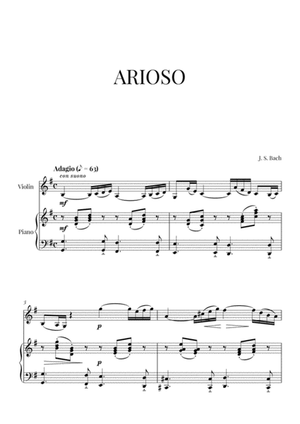 Bach - Arioso (Violin and Piano) image number null