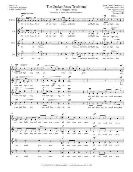 Quaker Peace Testimony (SATB a cappella)