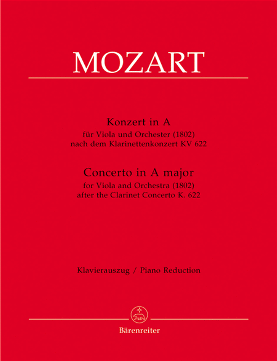Concerto for Viola and Orchestra A major Clarinet scores gallery preview page 1