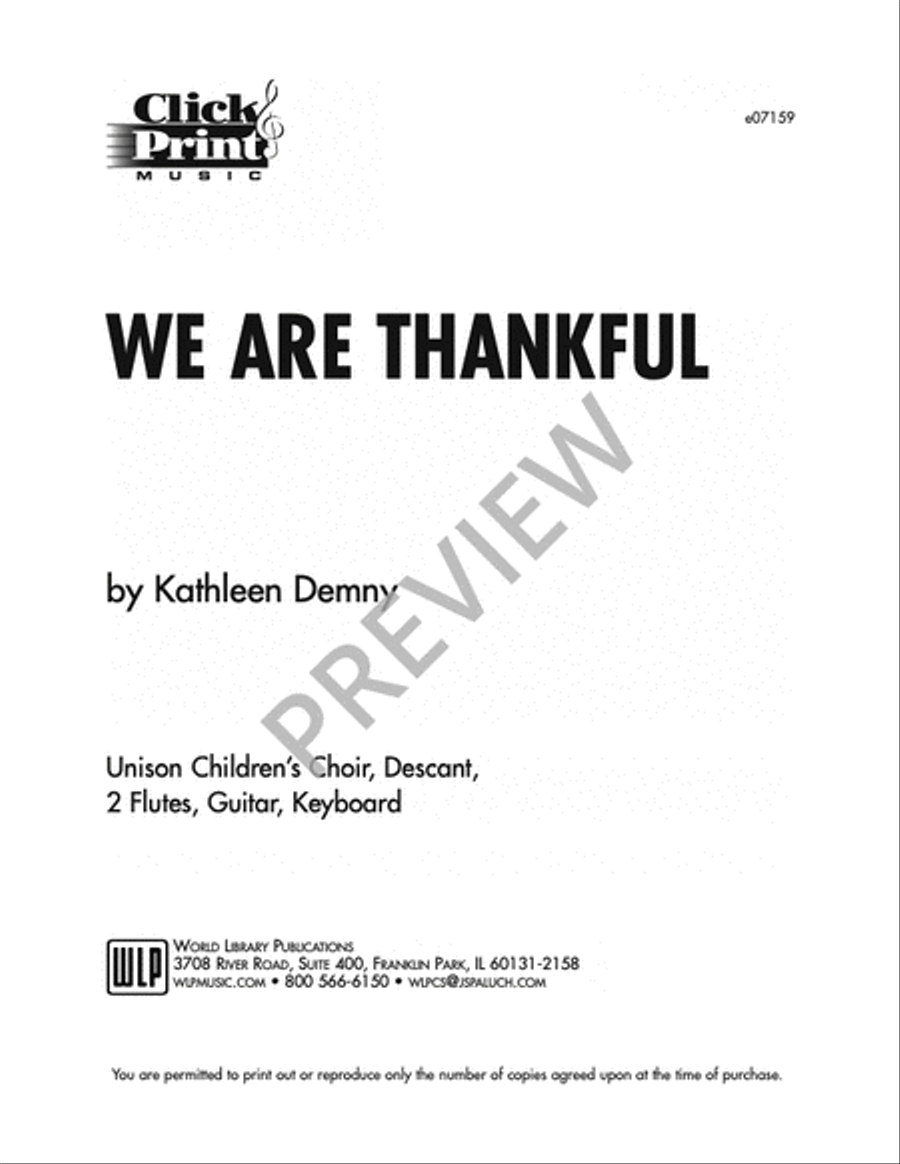 We Are Thankful We Are Thankful Unison Choir scores gallery preview page 9