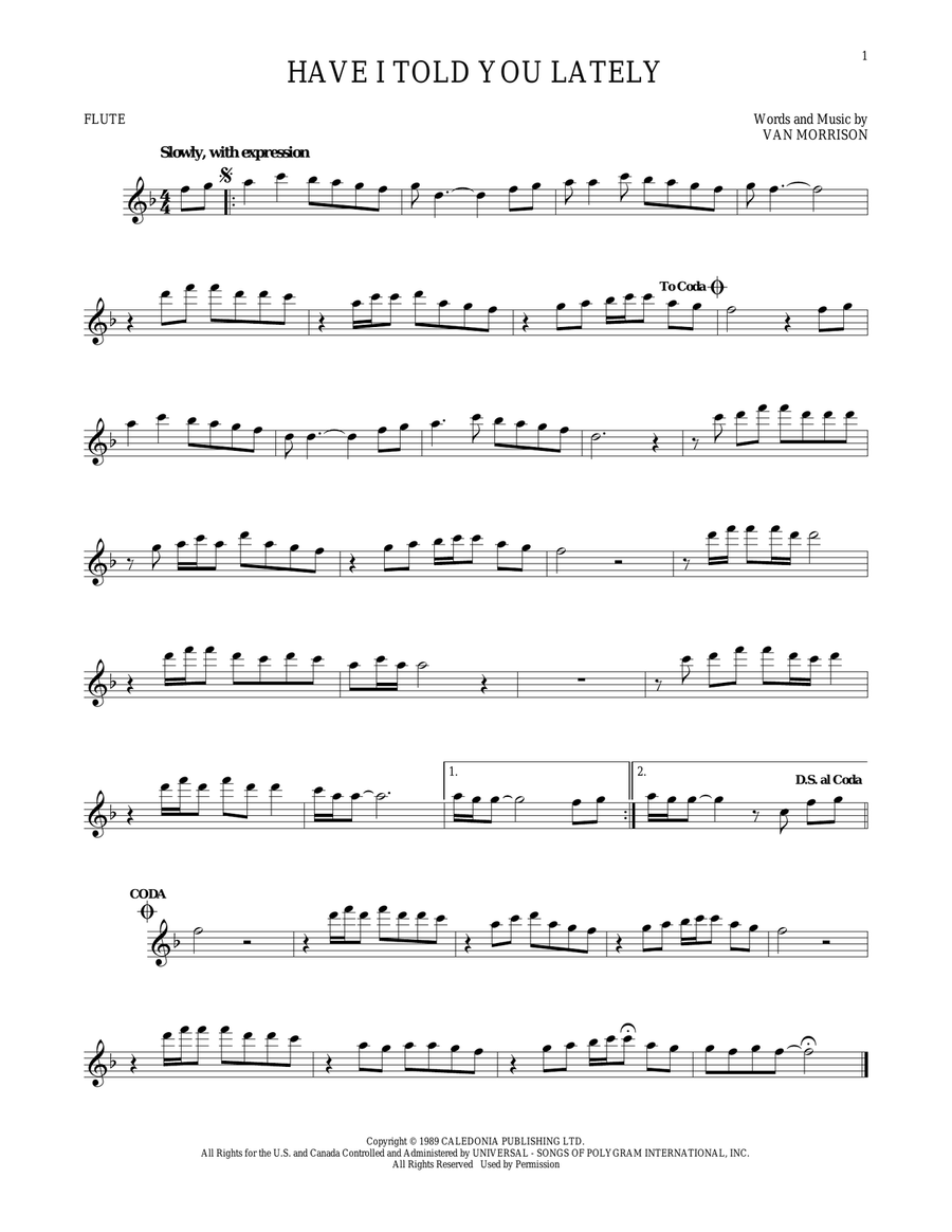 Have I Told You Lately Have I Told You Lately Flute Solo scores gallery preview page 1