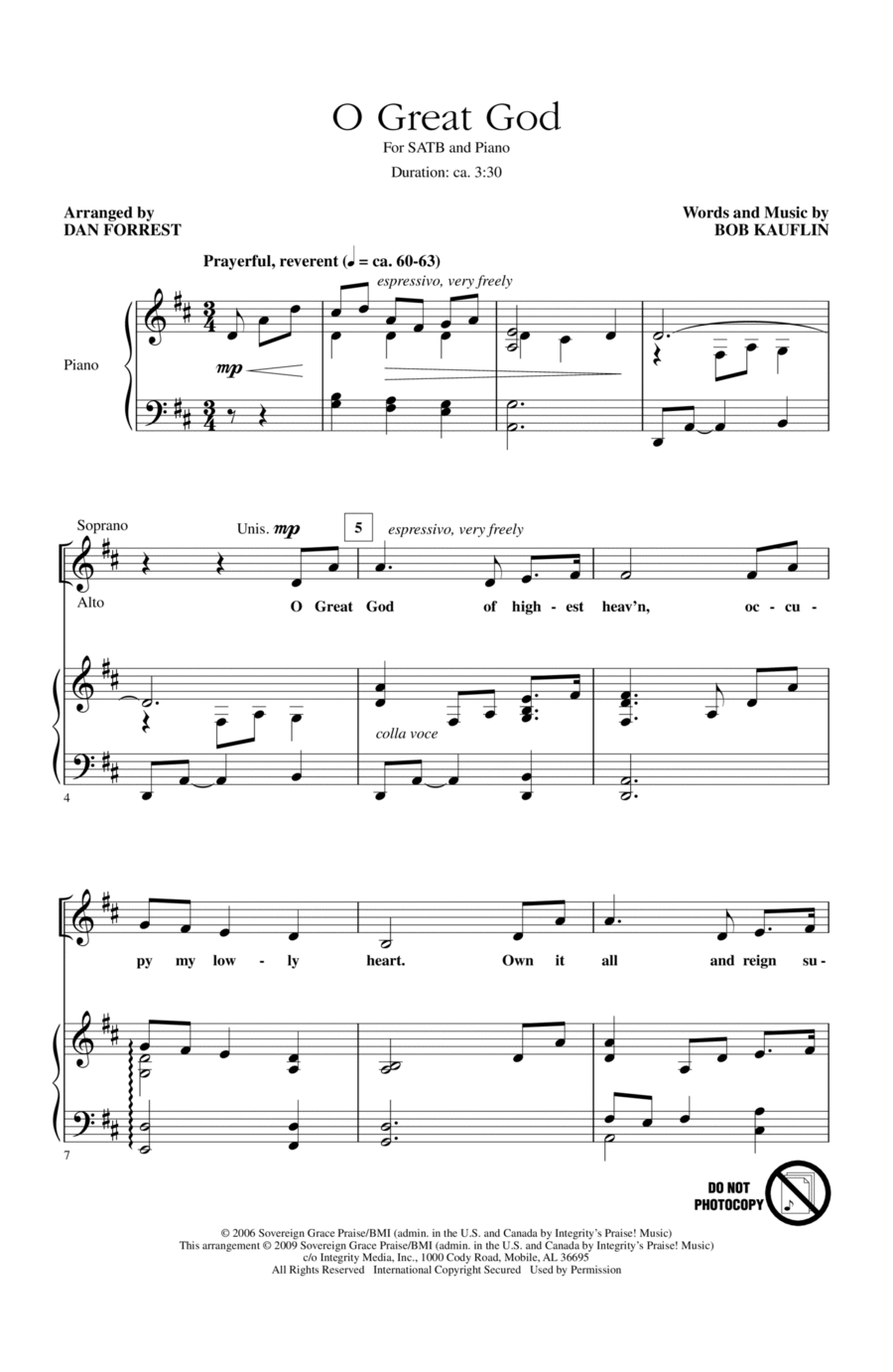 O Great God 4-Part scores gallery preview page 1