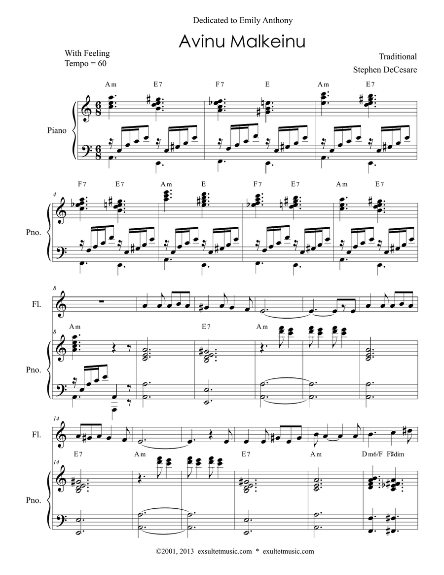 Avinu Malkeinu (for Violin, Viola, Flute and Piano) Small Ensemble scores gallery preview page 1