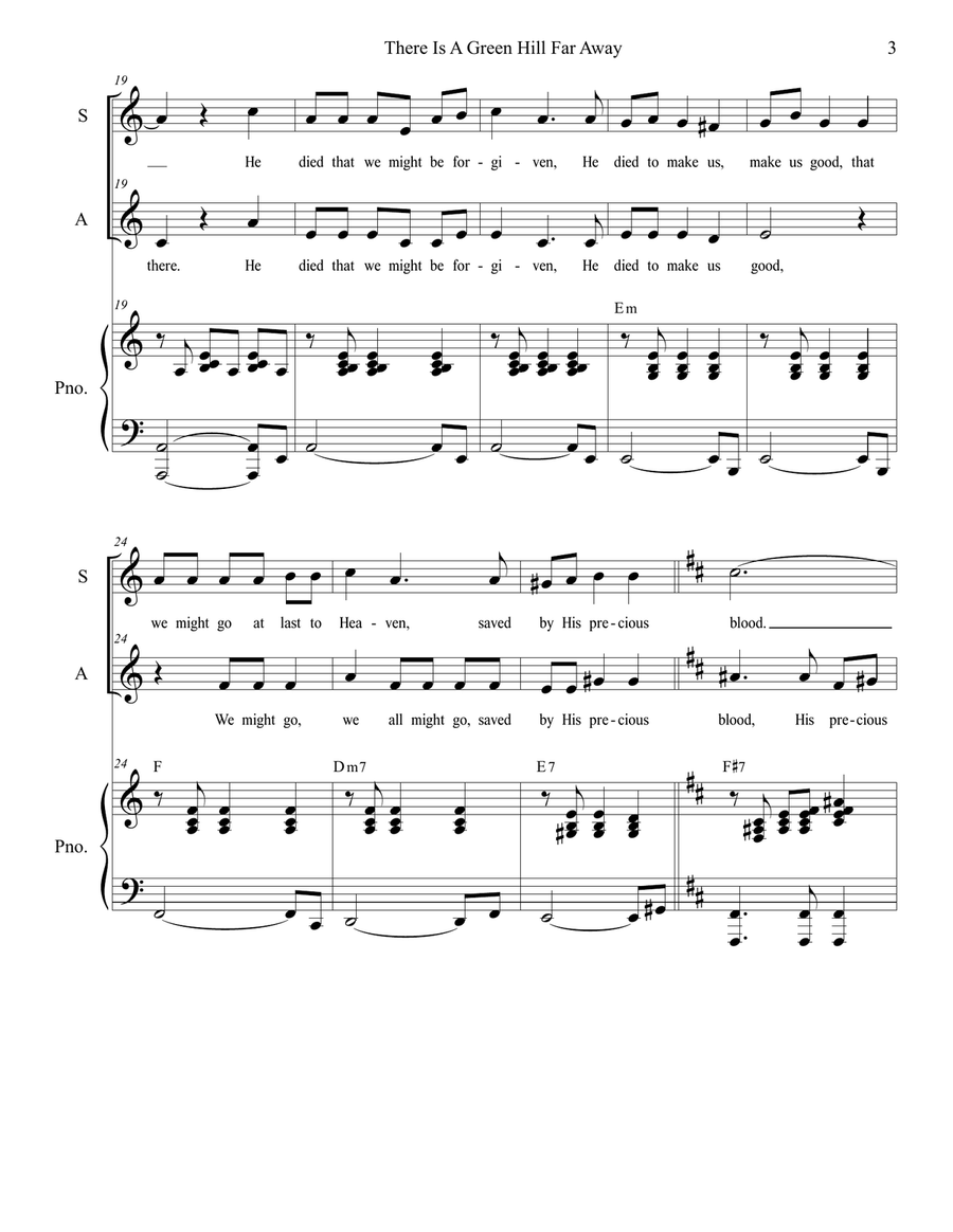 There Is A Green Hill Far Away (Duet for Soprano and Alto Solo) Alto Voice scores gallery preview page 4