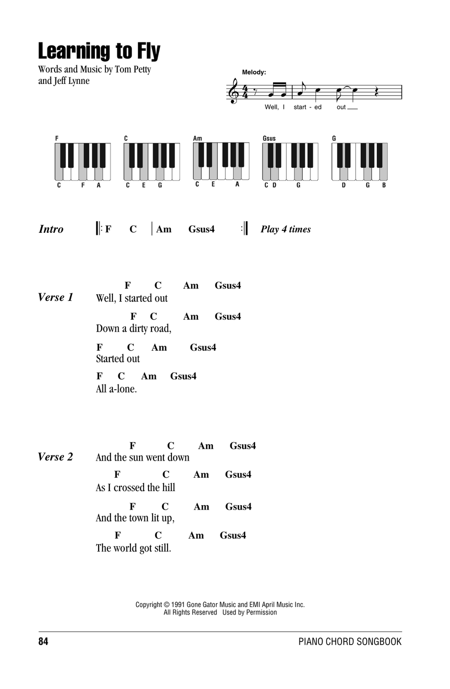 Learning To Fly Learning To Fly Piano scores gallery preview page 1