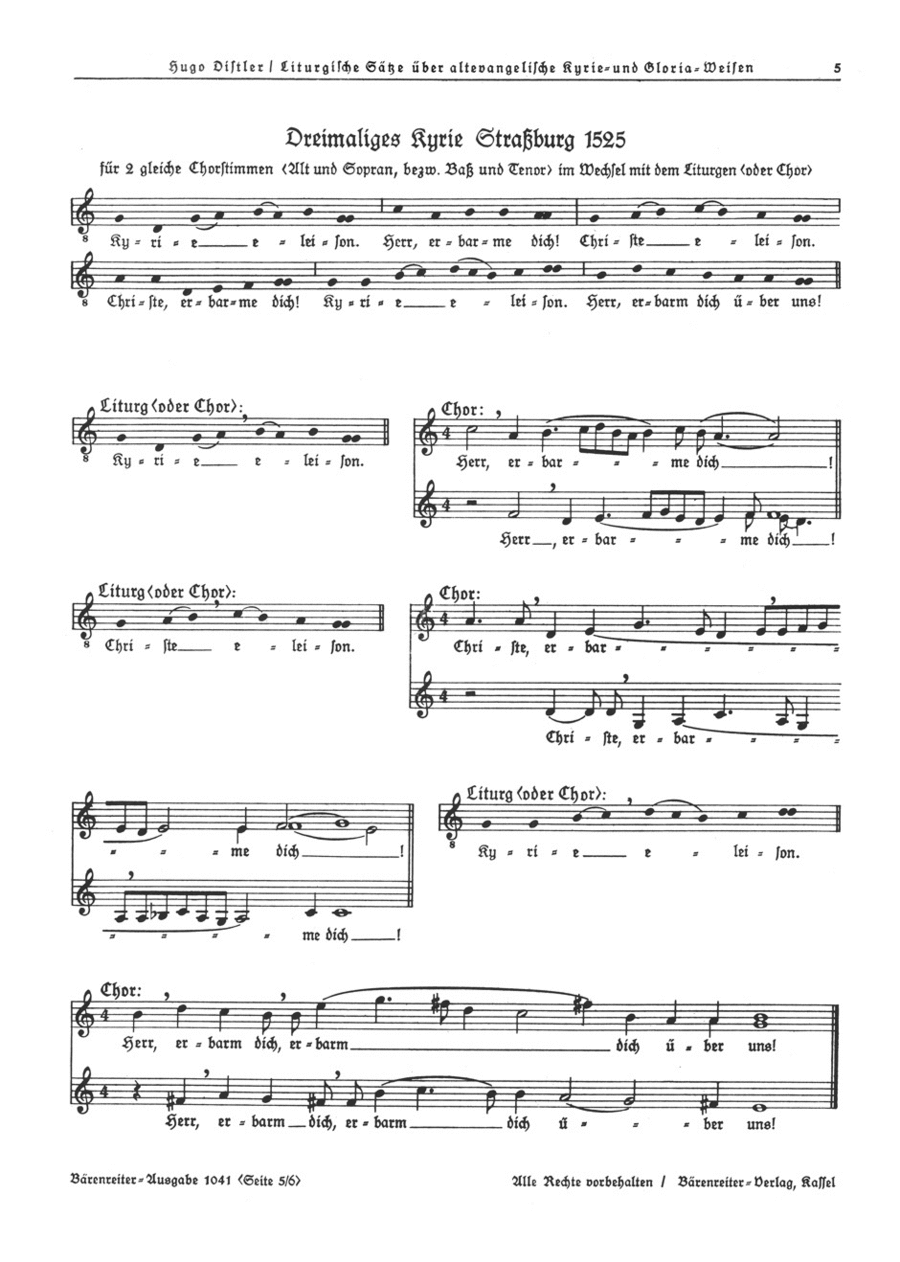 Dreimaliges Kyrie, Strassburg 1525 / Kyrie minus summum 1612 op. 13 SA scores gallery preview page 1