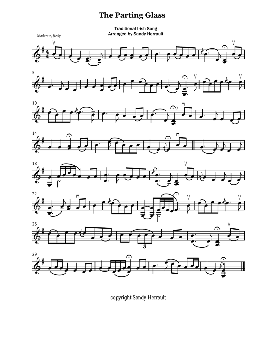 The Parting Glass, for Solo Violin Violin Solo scores gallery preview page 1