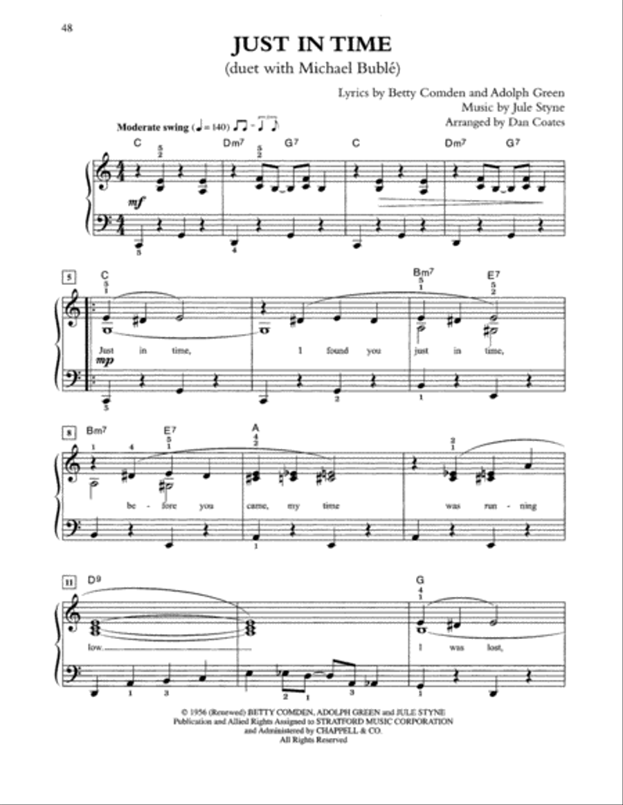 Just In Time (arr. Dan Coates) Easy Piano scores gallery preview page 1