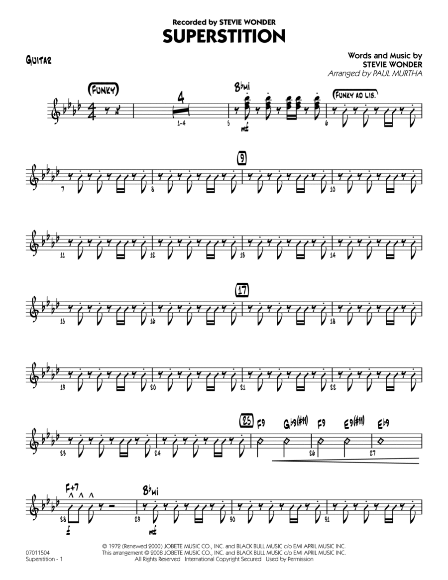 Superstition - Guitar Jazz Ensemble scores gallery preview page 1