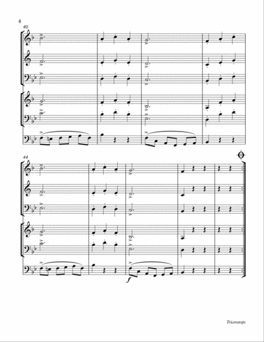 Beethoven Trio op 87, mvt. 3 Scherzo Brass Ensemble scores gallery preview page 5