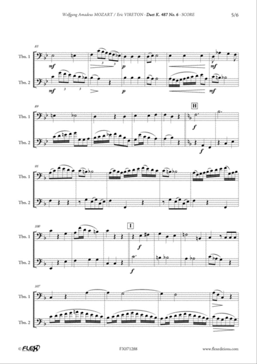 Duet K.487 No. 6 Duet K.487 No. 6 Trombone Duet scores gallery preview page 5