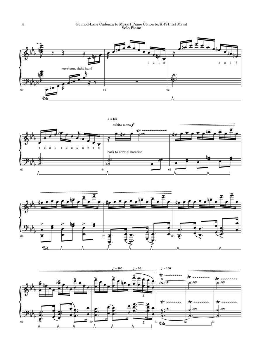 Cadenzas to Mozart Piano Concerto, K.491, Op. 42 Piano Solo scores gallery preview page 4