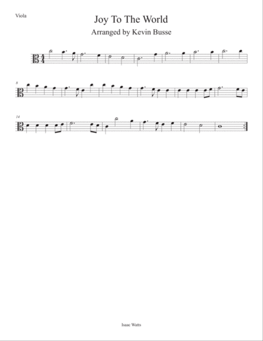 Joy To The World (Easy key of C) Viola Viola Solo scores gallery preview page 1
