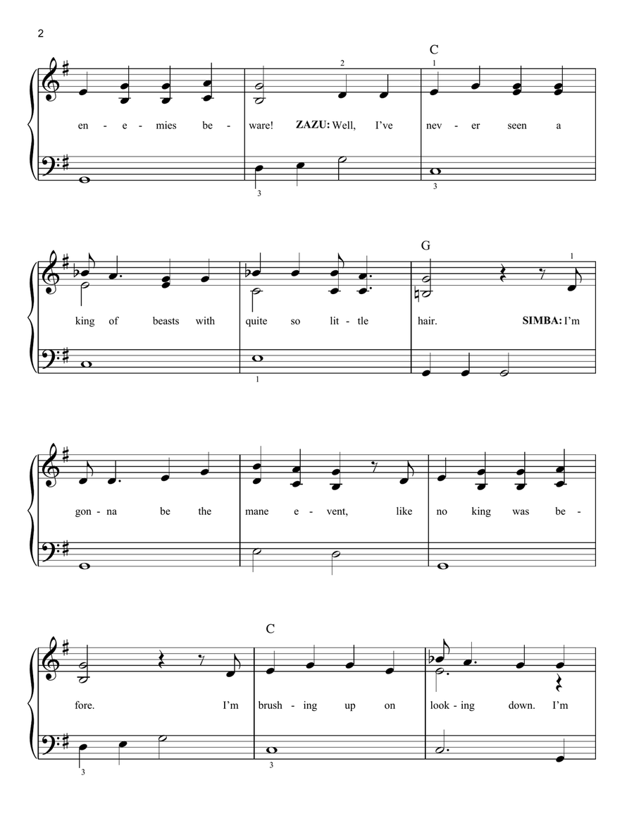 I Just Can't Wait To Be King (from The Lion King) Easy Piano scores gallery preview page 2