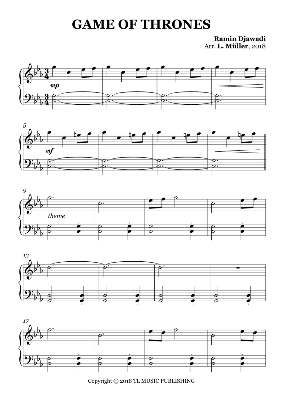 Game Of Thrones Easy Piano scores gallery preview page 2