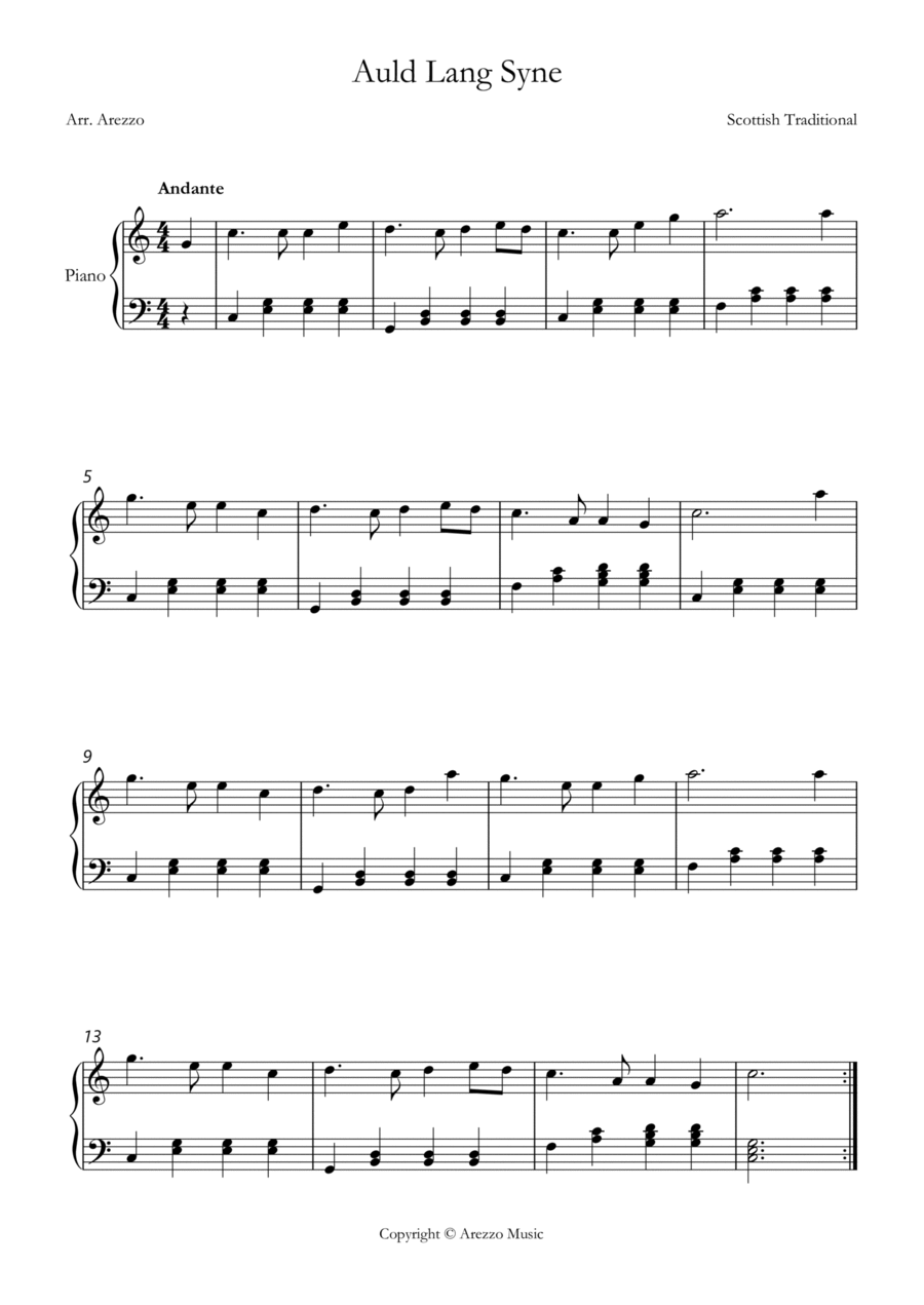 Auld lang syne store accordion sheet music