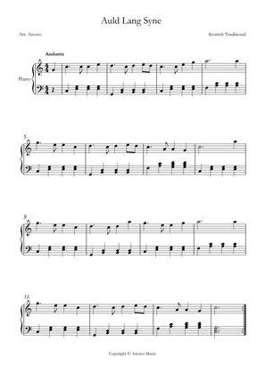 auld lang syne easy piano sheet music simplified accompaniment