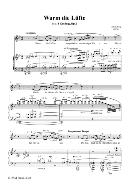 Alban Berg-Warm die Lüfte(1910),in B flat Major,Op.2 No.4 image number null