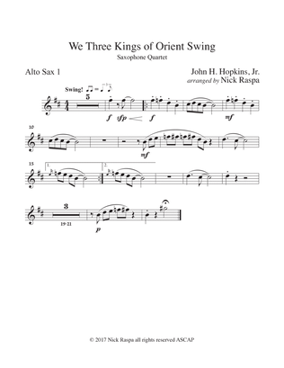 We Three Kings of Orient Swing (sax quartet - AATB) Alto Sax 1 part