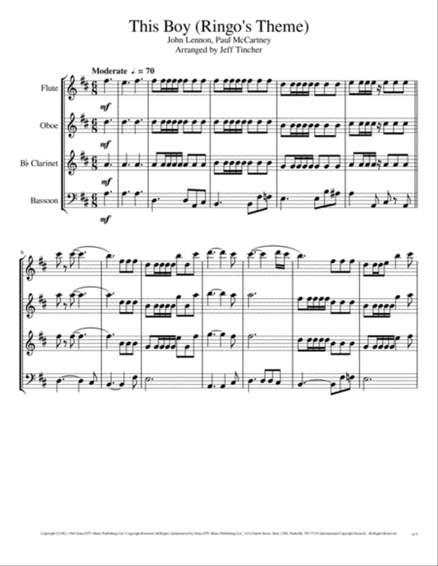 This Boy (ringo's Theme) Woodwind Quartet scores gallery preview page 2