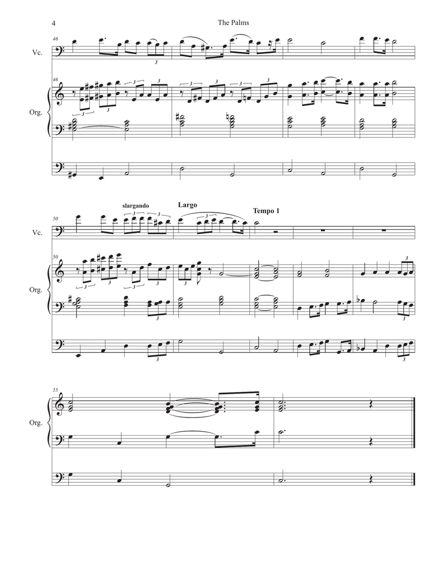 The Palms (Cello solo and Organ) Cello Solo scores gallery preview page 4