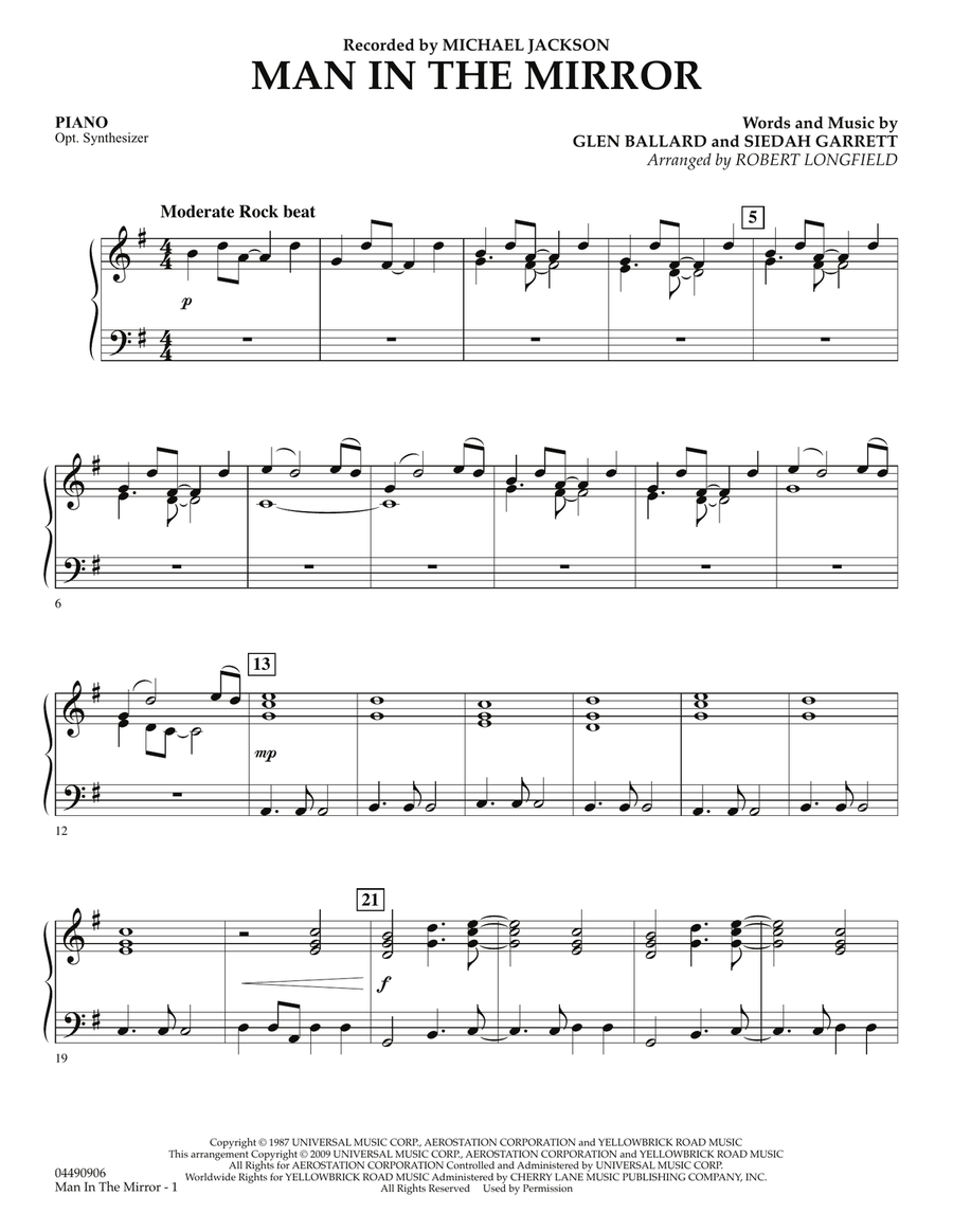 Man in the Mirror - Piano