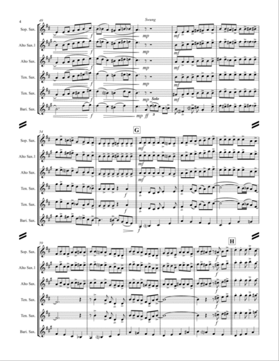 I Saw Mommy Kissing Santa Claus Saxophone Quintet scores gallery preview page 5