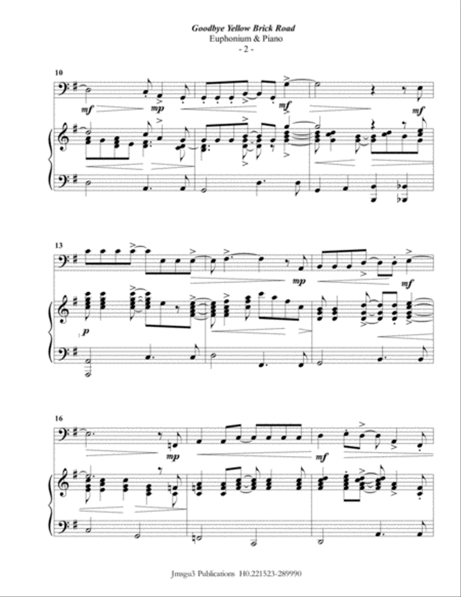 Goodbye Yellow Brick Road Euphonium scores gallery preview page 2