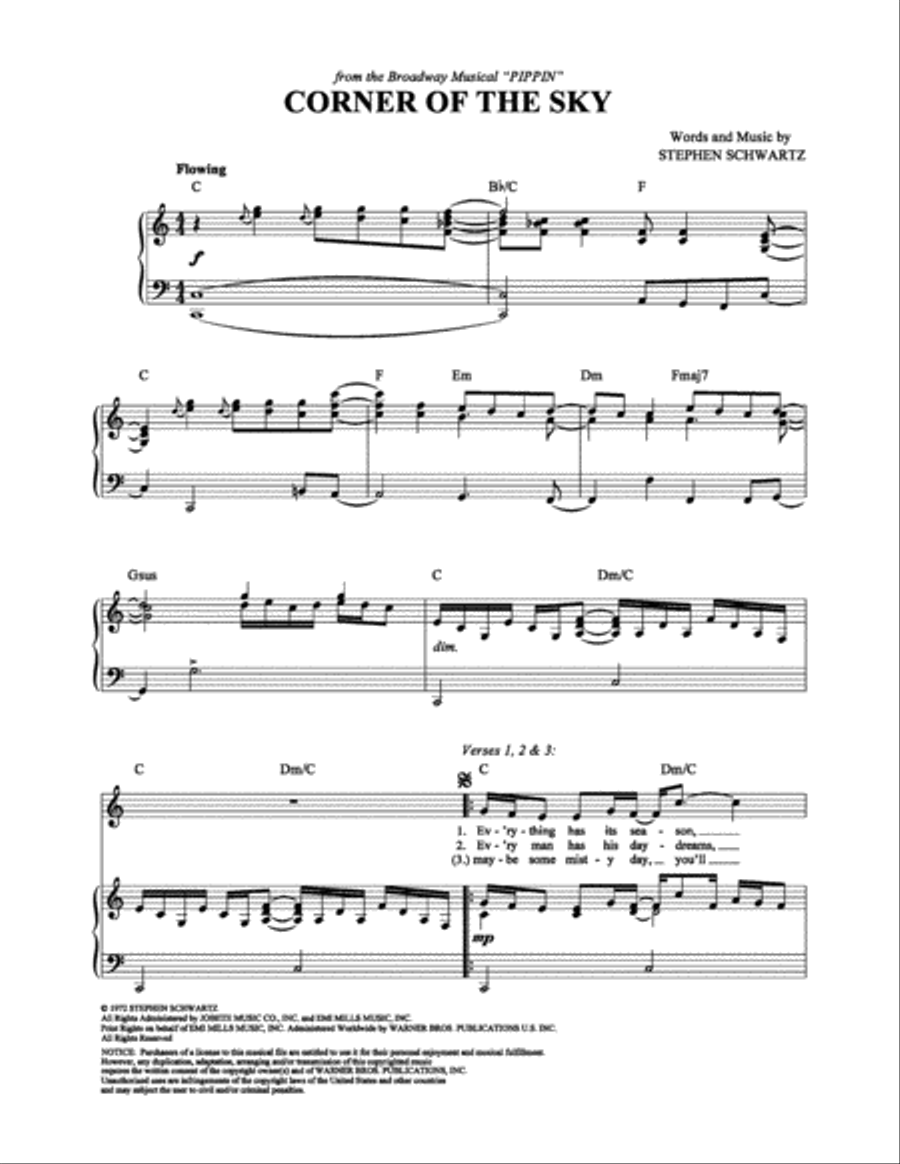 Corner of the Sky Piano, Vocal, Guitar scores gallery preview page 1