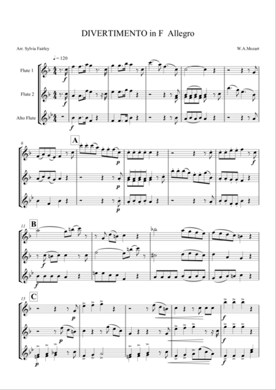 Divertimento in F - allegro spiritoso Woodwind Ensemble scores gallery preview page 2