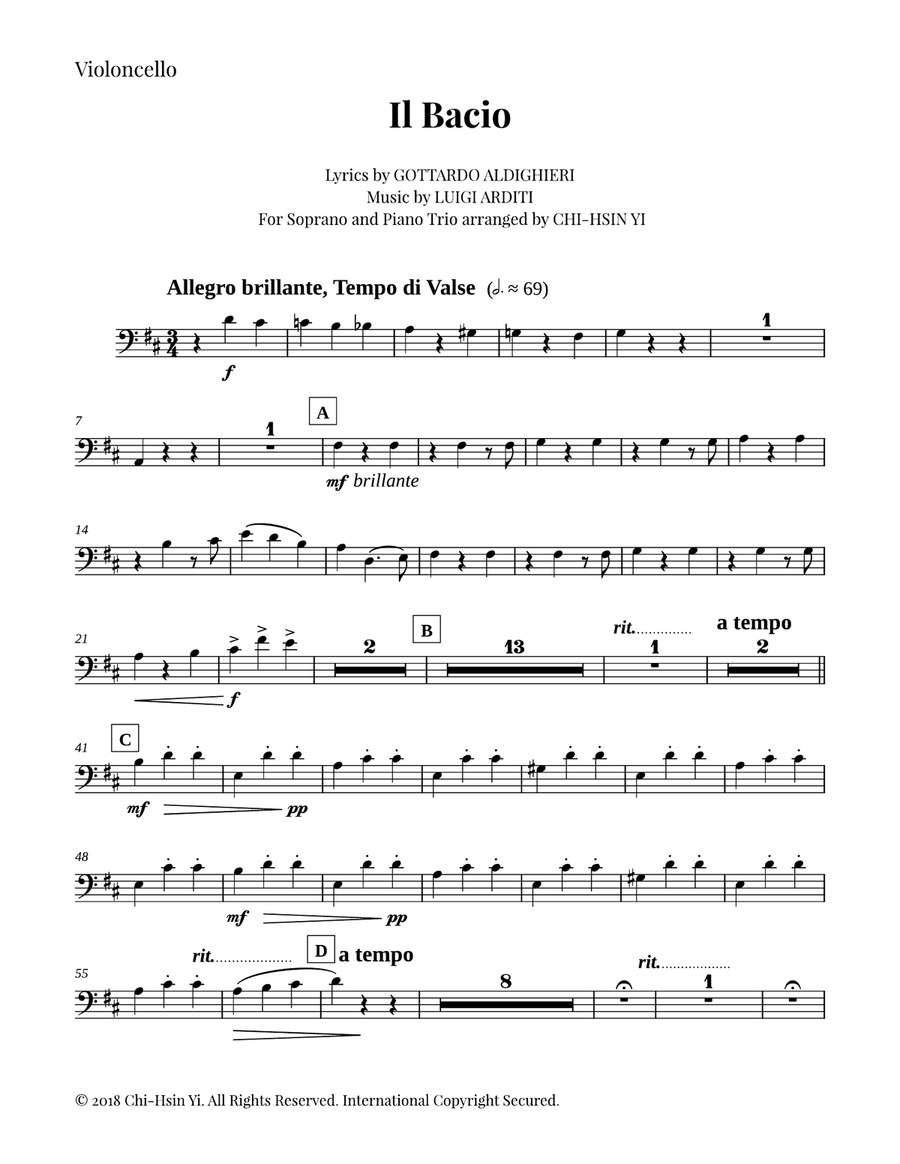 Il Bacio (Soprano&Piano Trio) Small Ensemble scores gallery preview page 3