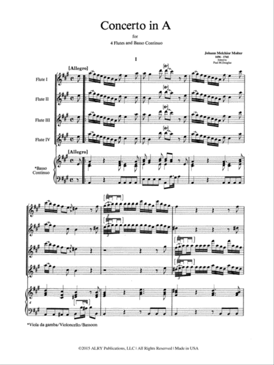 Concerto à 4 in A Major Flute scores gallery preview page 2