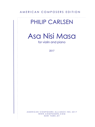 Book cover for [Carlsen] Asa Nisi Masa (Duo Arrangement)