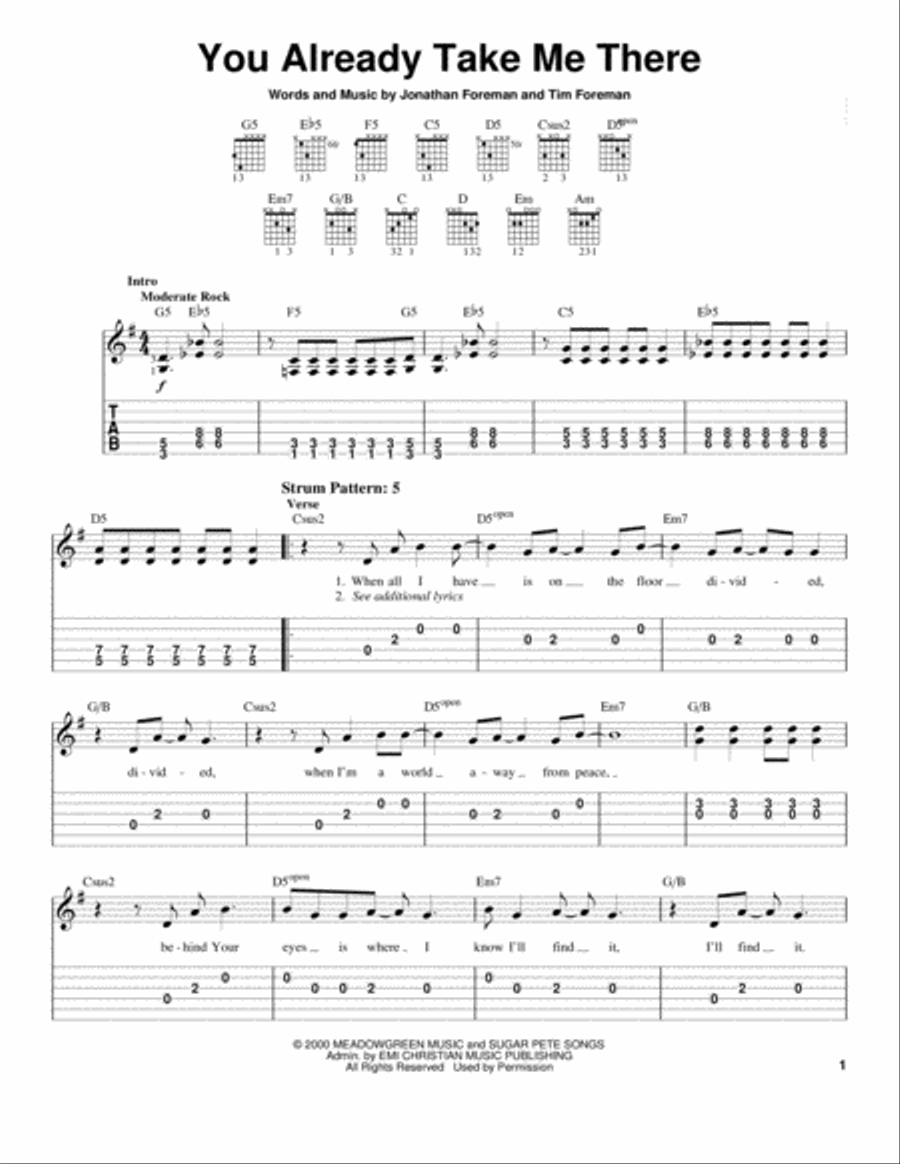 You Already Take Me There Guitar Tablature scores gallery preview page 1
