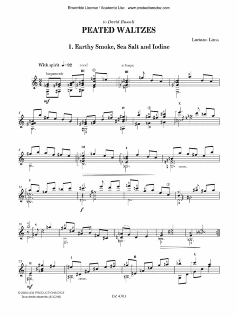 Peated Waltzes Classical Guitar scores gallery preview page 2