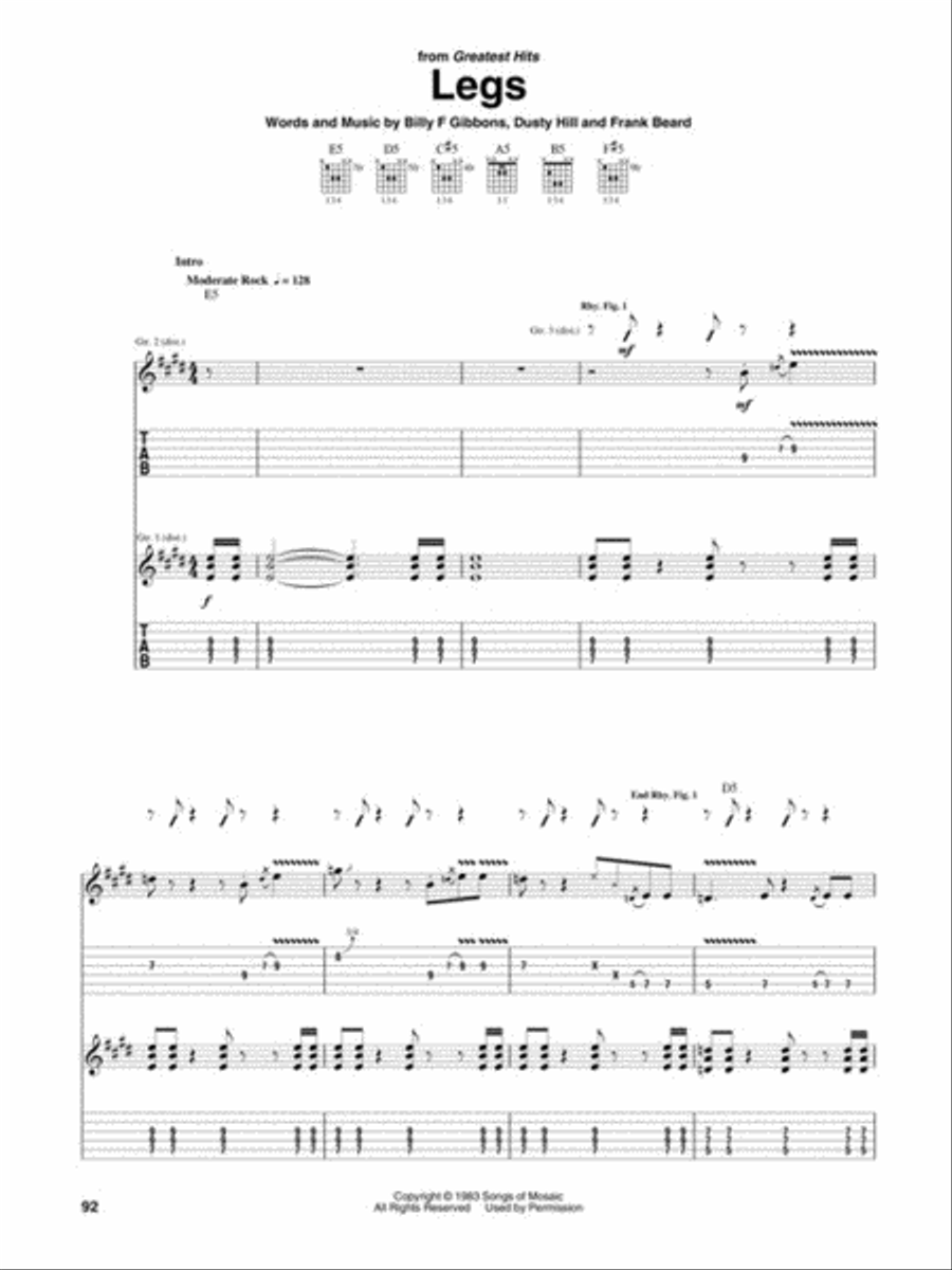 ZZ Top – Guitar Anthology Electric Guitar scores gallery preview page 5