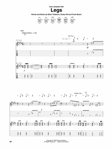ZZ Top - Guitar Anthology by ZZ Top Electric Guitar - Sheet Music