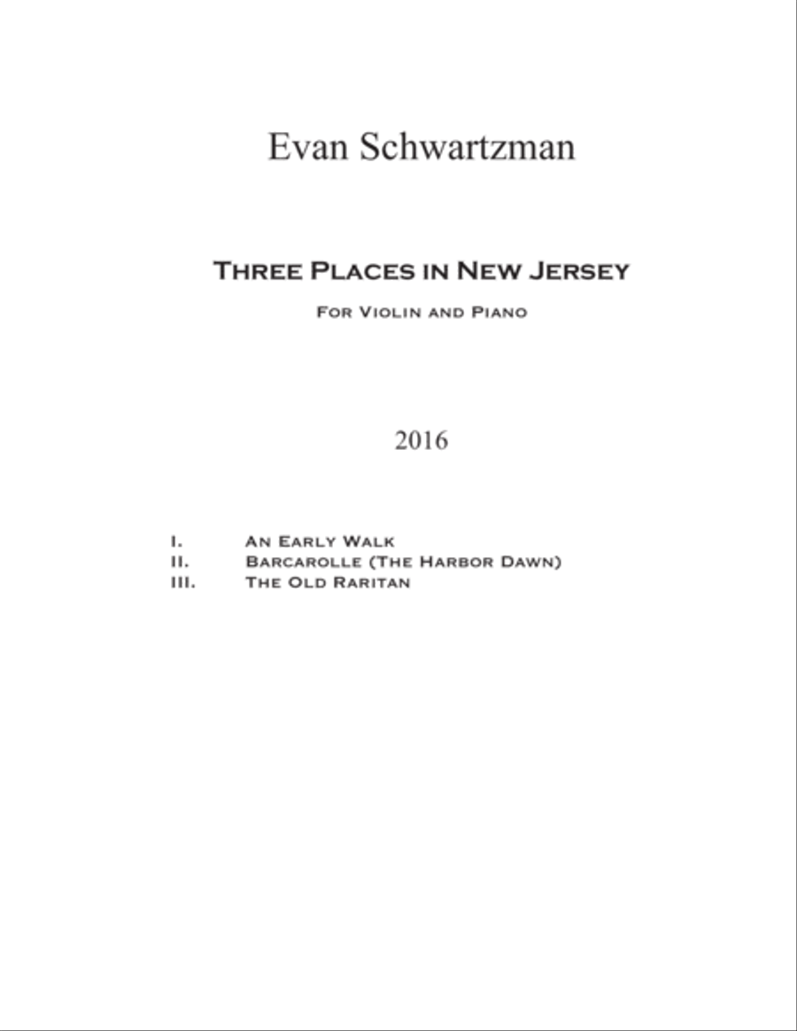 Three Places in New Jersey for Violin and Piano Violin Solo scores gallery preview page 1