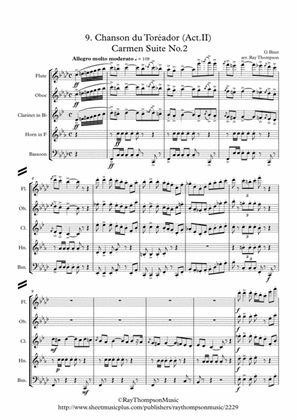 Bizet: Chanson du Toréador (Act.II)(Carmen Suite No.2) - wind quintet