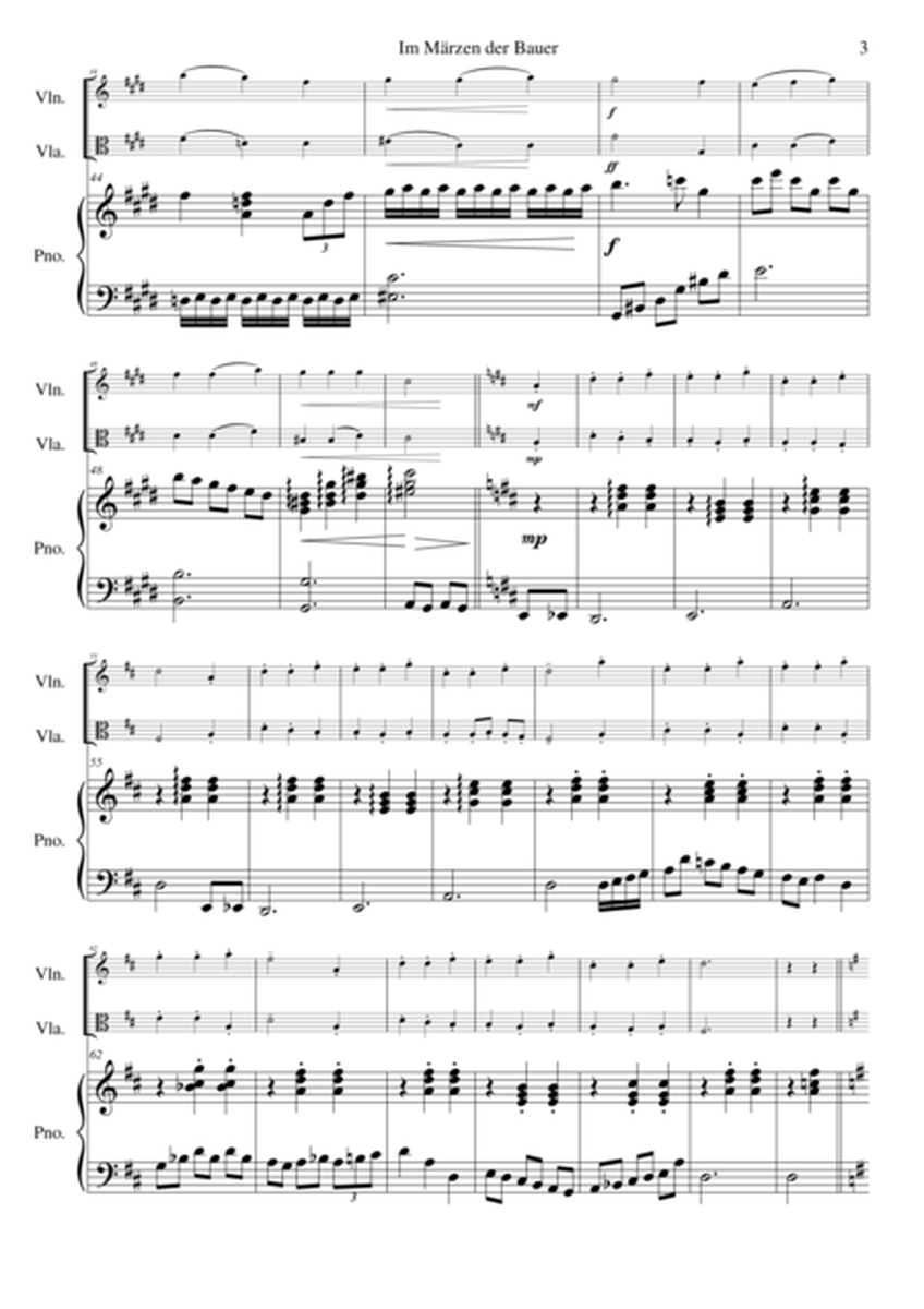 Im Märzen der Bauer (In springtime the farmer) for violin, viola and piano image number null