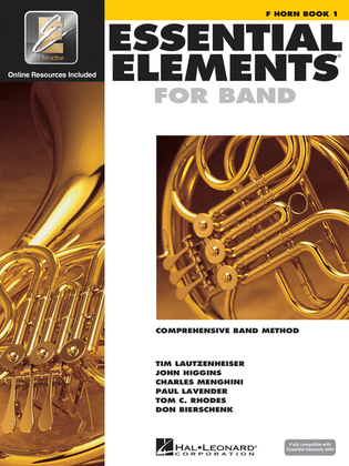 Book cover for Essential Elements for Band – F Horn Book 1 with EEi