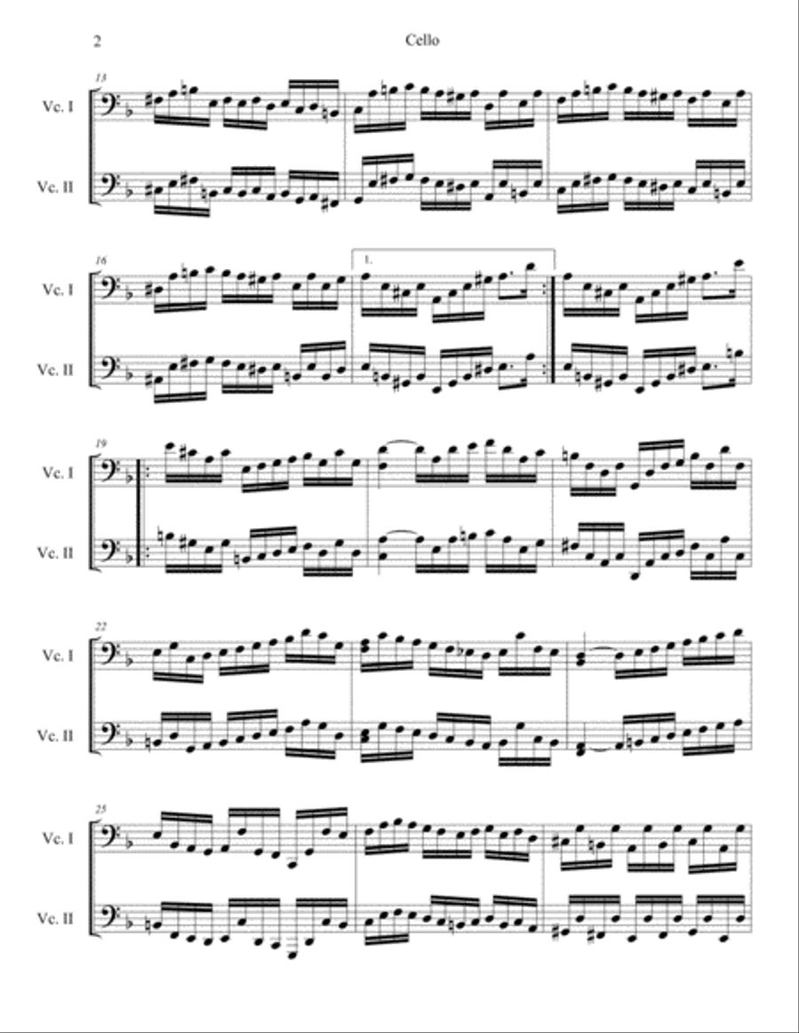 Cello Suite No. 2, BWV 1008: 3. Courante String Duet scores gallery preview page 2