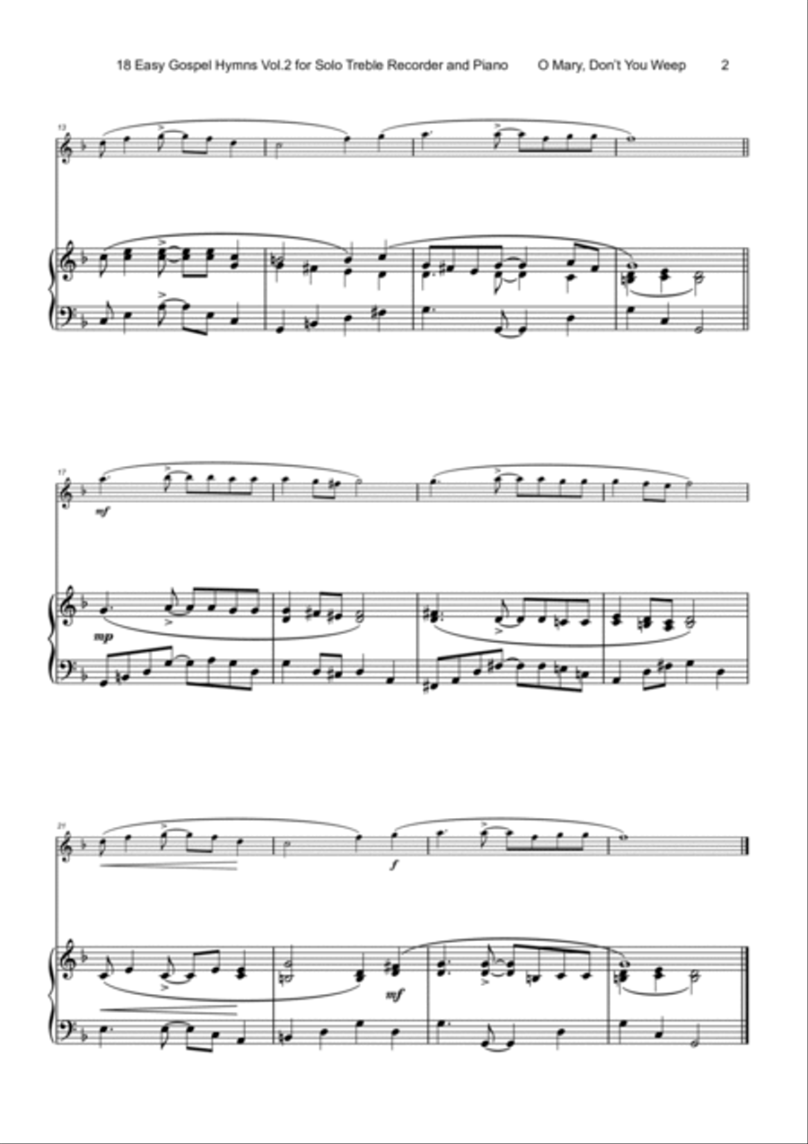 18 Gospel Hymns Vol.2 for Solo Treble Recorder and Piano Alto Recorder scores gallery preview page 3